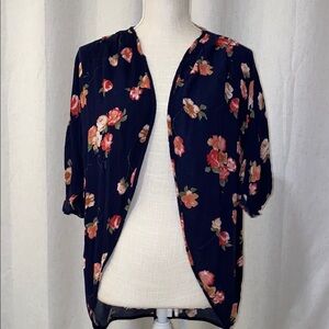 Floral Open-Front Women's Sweater